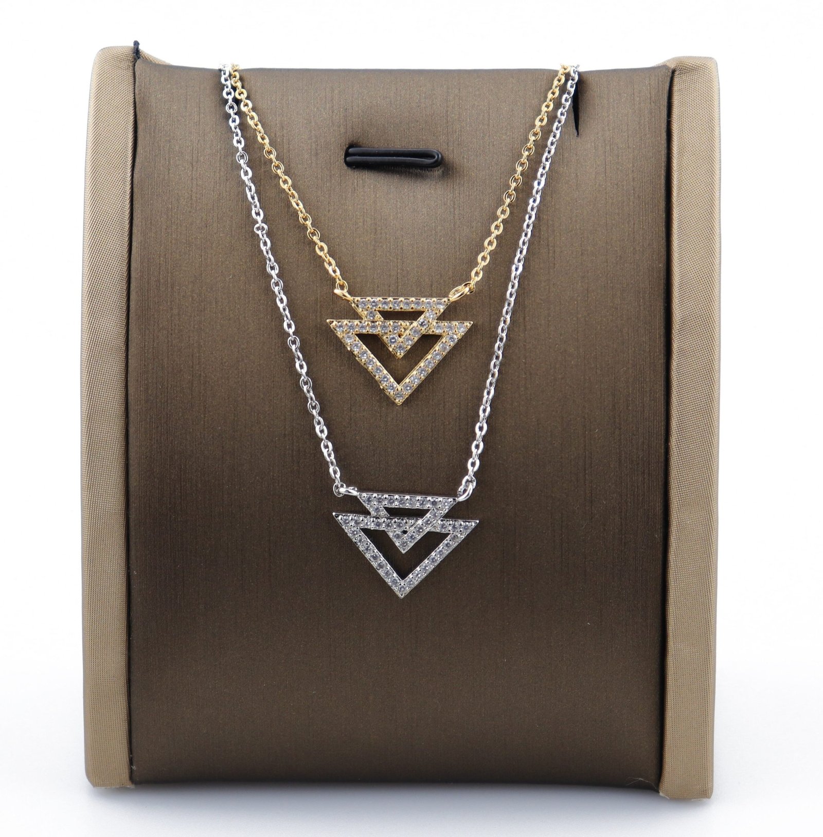 Fashionable and High Quality Two Triangle Brides Wedding 18k Gold Plated Set Women's Jewelry