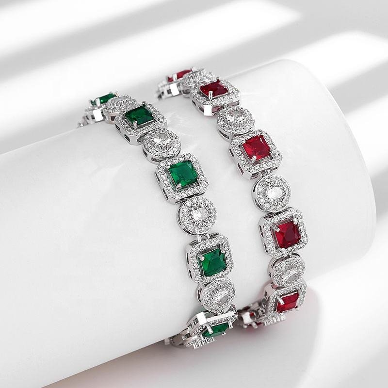 Jewelry Classic Fashion Design Colored Diamond Crystal Gift Zircon Rhodium Plated Bracelet Jewelry