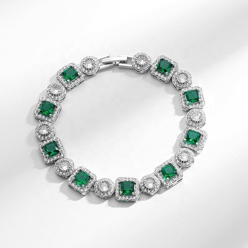 Jewelry Classic Fashion Design Colored Diamond Crystal Gift Zircon Rhodium Plated Bracelet Jewelry