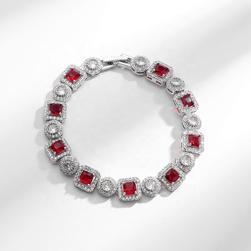 Jewelry Classic Fashion Design Colored Diamond Crystal Gift Zircon Rhodium Plated Bracelet Jewelry